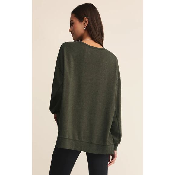 Z Supply Modern Weekender Sweatshirt - Artichoke NWT SIZE XS S - Picture 3 of 4
